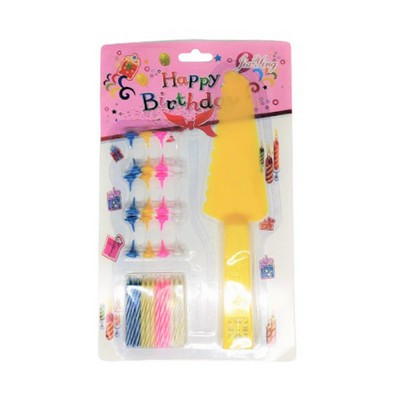 Happy Birthday Candle With Knife (Yellow) each