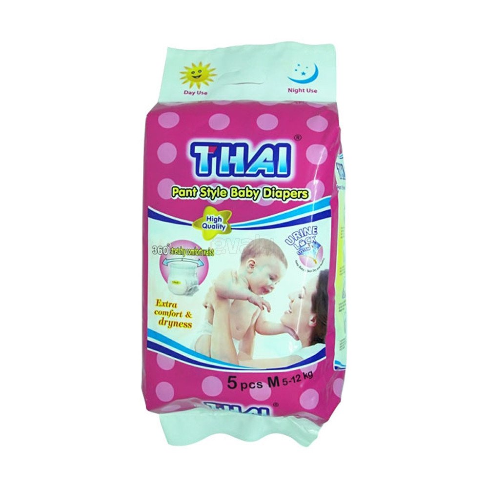 Thai Pant Style Baby Diapers M (5-12kg) - 5 PCS